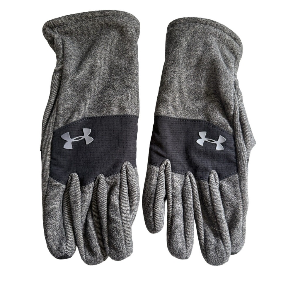 Under Armour Gloves Mens Size medium Winter Gray and black